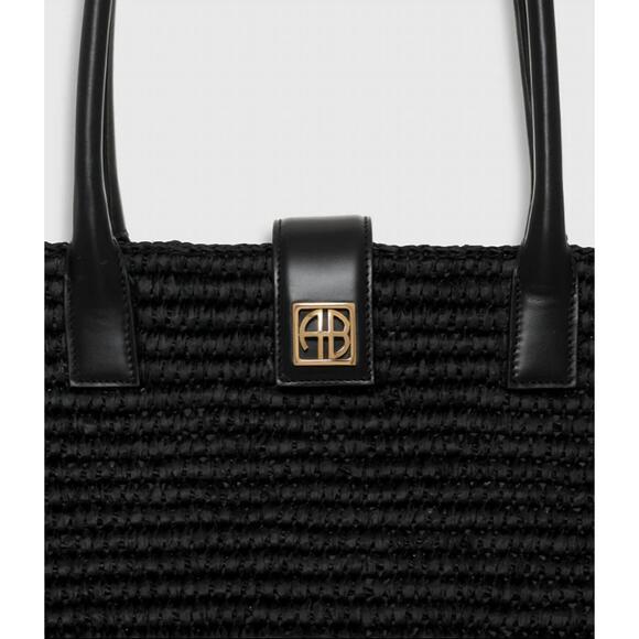 NEW ANINE BING women's lou monogram tote in black - Picture 2 of 4